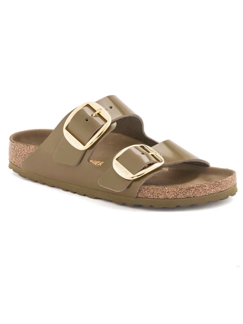 Birkenstock Arizona Big Buckle Natural Leather Narrow Sandals Shine Mud Green